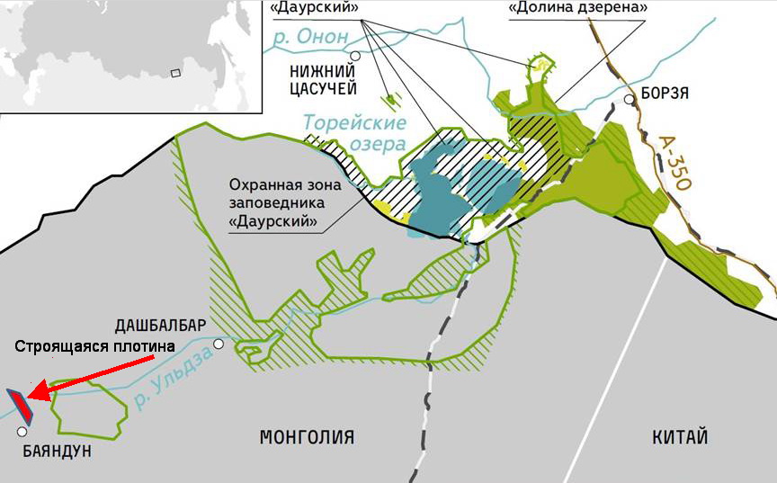 Схема расположения строительства плотины на р. Ульдза